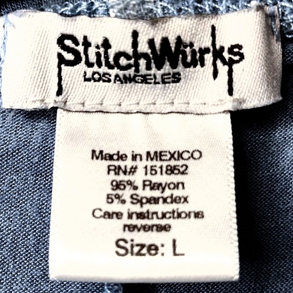 STITCH WURKS | Red,White,Blue Distressed Nautical Cold Shoulder Top | Large - Picture 4 of 5